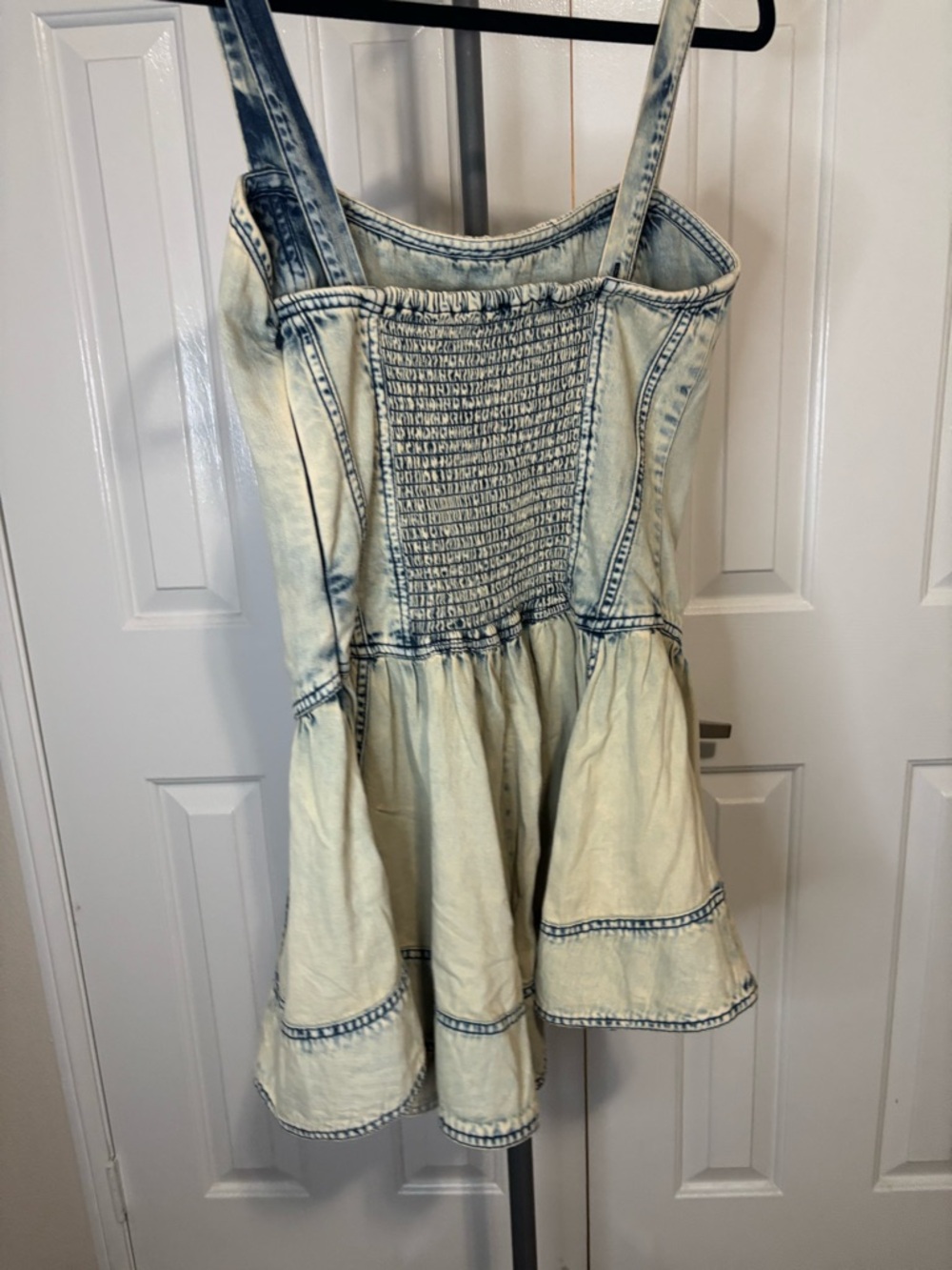 Pilcro Light Wash Denim Romper — Cream with Faded Blue Accents - Picture 6 of 15